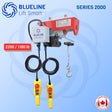 2200 lb (1000kg) BLUELINE Electric Hoist SERIES 2000 with 1 x 6FT + 1 x 20FT Wired Remote Controls + Multi-Control Box-Canada Hoists