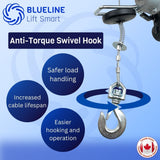 880 lb (400 kg) BLUELINE Lift Smart Electric Overhead Hoist Kit with Unique Rotating Hook, Lifting Slings, Pulley, Emergency Stop Switch-Canada Hoists