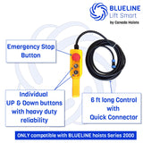 880 lb (400kg) BLUELINE Electric Hoist SERIES 2000 with 1 x 6FT + 1 x 20FT Wired Remote Controls + Multi-Control Box
