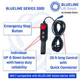 2200 lb (1000kg) BLUELINE SERIES 3000 Electric Hoist with Wireless Remote Control + 20FT Wired Remote Control