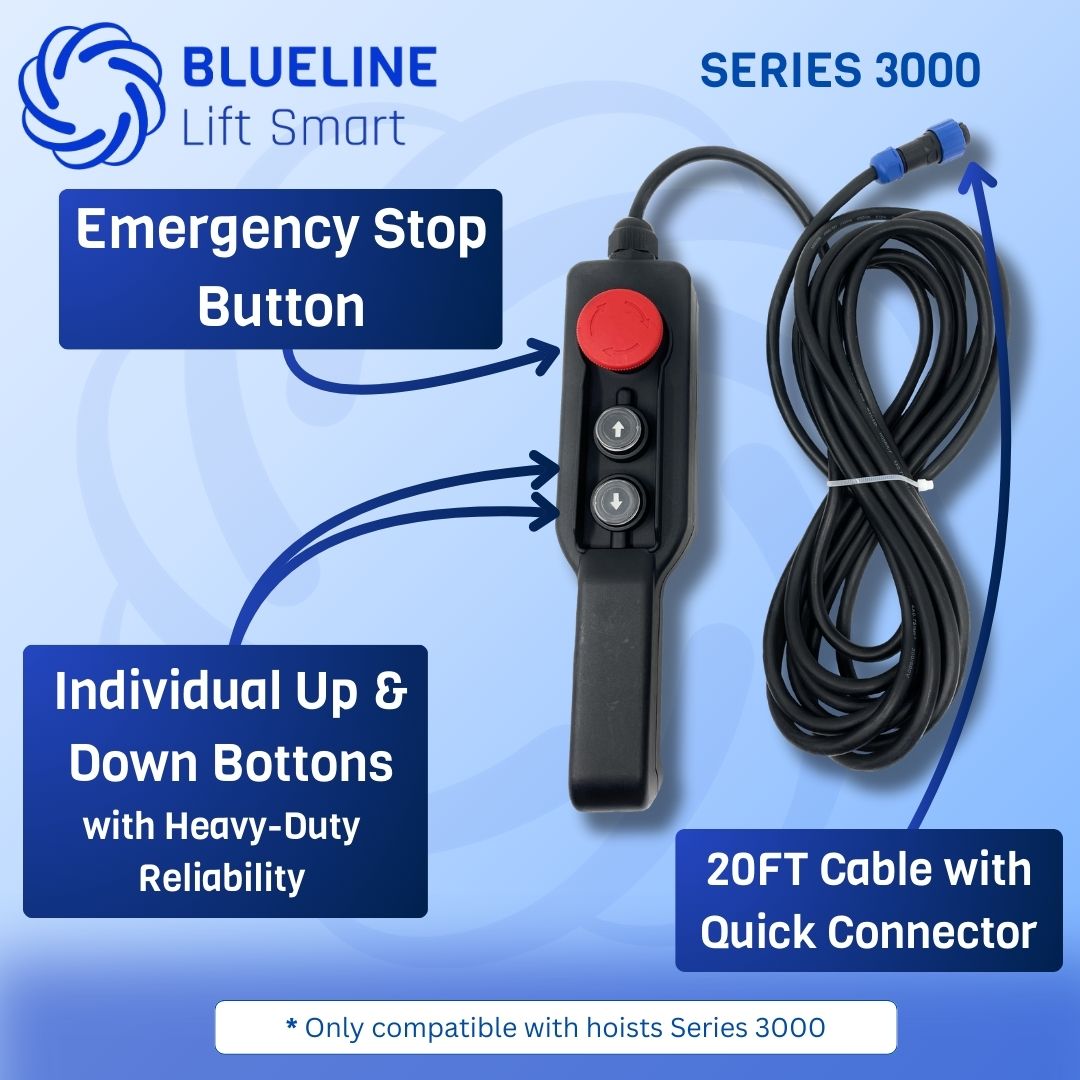 20 FT (6m) Wired Remote Control for BLUELINE Wireless Electric Hoists Series 3000-Canada Hoists