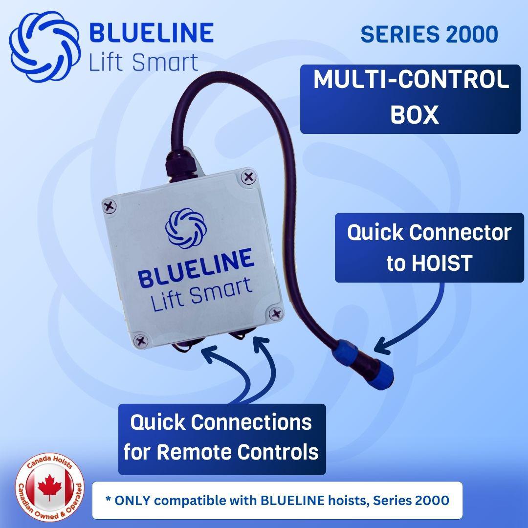 2200 lb (1000kg) BLUELINE Electric Hoist SERIES 2000 with 1 x 6FT + 1 x 20FT Wired Remote Controls + Multi-Control Box-Canada Hoists