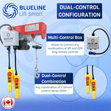 880 lb (400kg) BLUELINE Electric Hoist SERIES 2000 with 1 x 6FT + 1 x 20FT Wired Remote Controls + Multi-Control Box-Canada Hoists