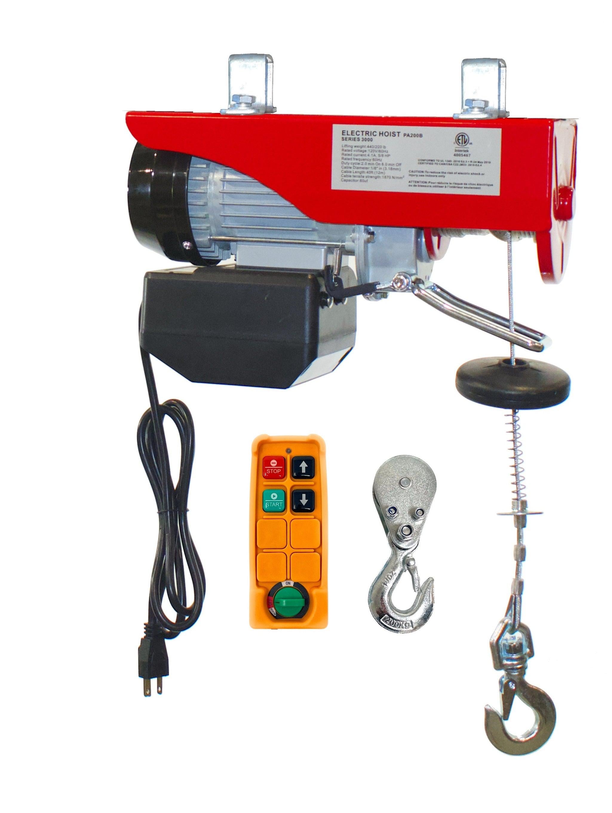 440lb BLUELINE Electric Hoist with Wireless Remote + 20FT Wired Remote Canada Hoists