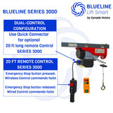 880 lb (400kg) BLUELINE Electric Hoist with Wireless Remote Control + 20FT Wired Remote Control