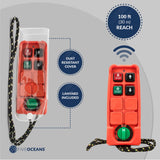 440lbs (200kg) Electric Overhead Hoist with WIRELESS Remote control - Five Oceans