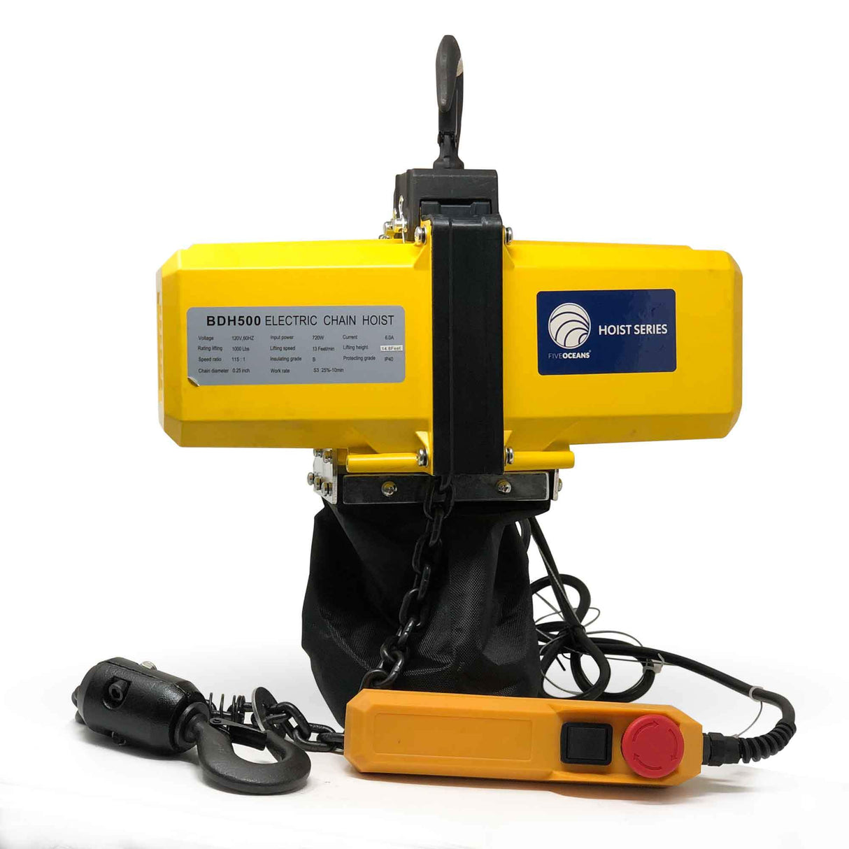 1/2 Ton Electric Chain Hoist w/ 15ft Chain | Single phase 110V ~ 120V - Five Oceans-Canadian Marine & Outdoor Equipment